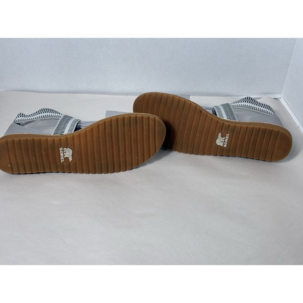 Sorel Ella Womens 10 Dove Gray Leather Criss Cross Strappy Sandals Preppy - Picture 4 of 5